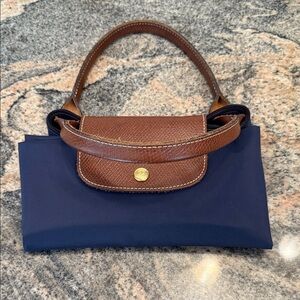 Longchamp Brown and Navy Tote Bag